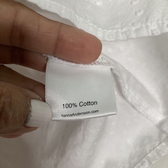 Hanna Andersson Blouse in Swiss Dot White Girls Size 140 (10) Button Up Shirt - Picture 10 of 11